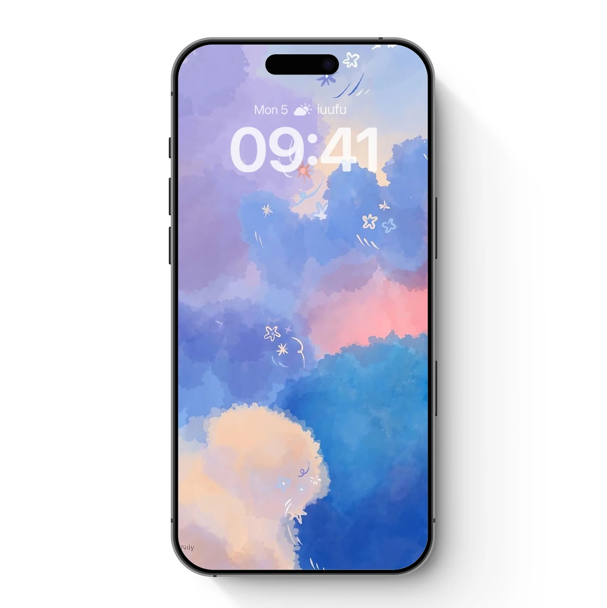 Dreamy Cloudscape: Whimsical Stars and Flowers in Pastel Swirls