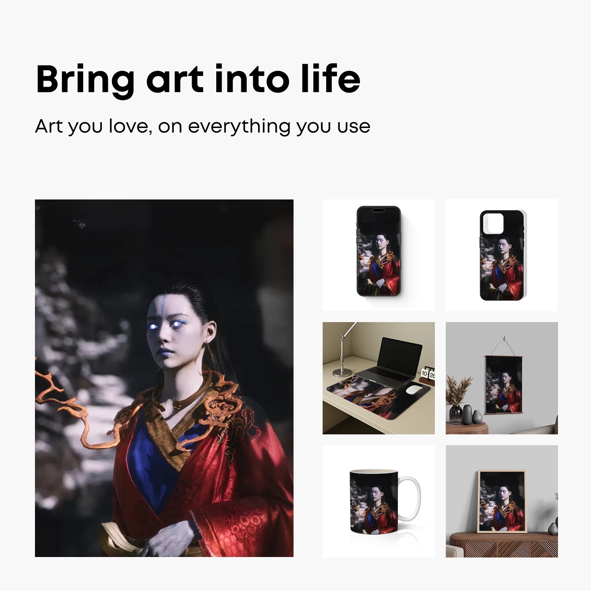 Ethereal Warrior in Crimson Robes: A Fantasy Vision - Image 2