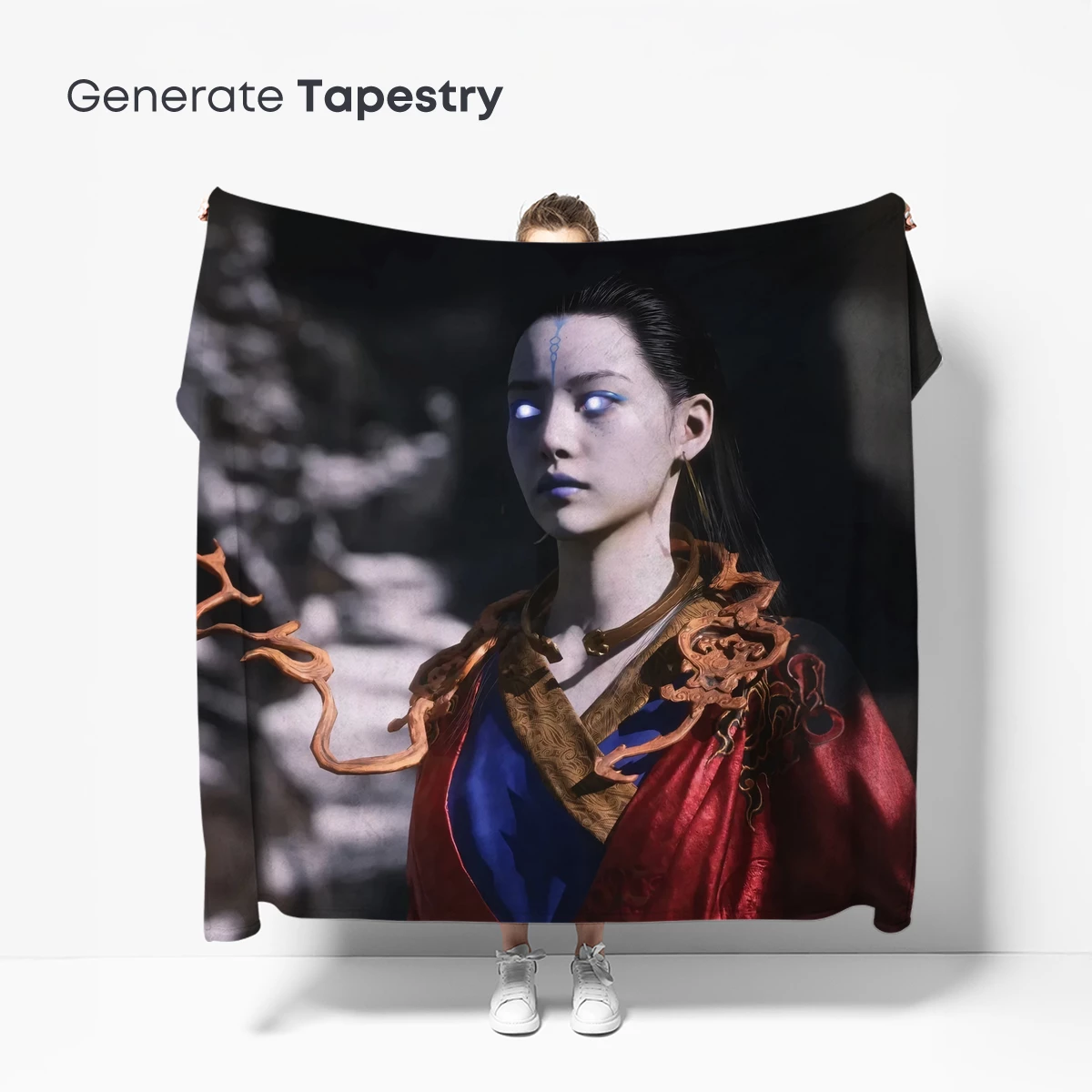 Ethereal Warrior in Crimson Robes: A Fantasy Vision - Image 5