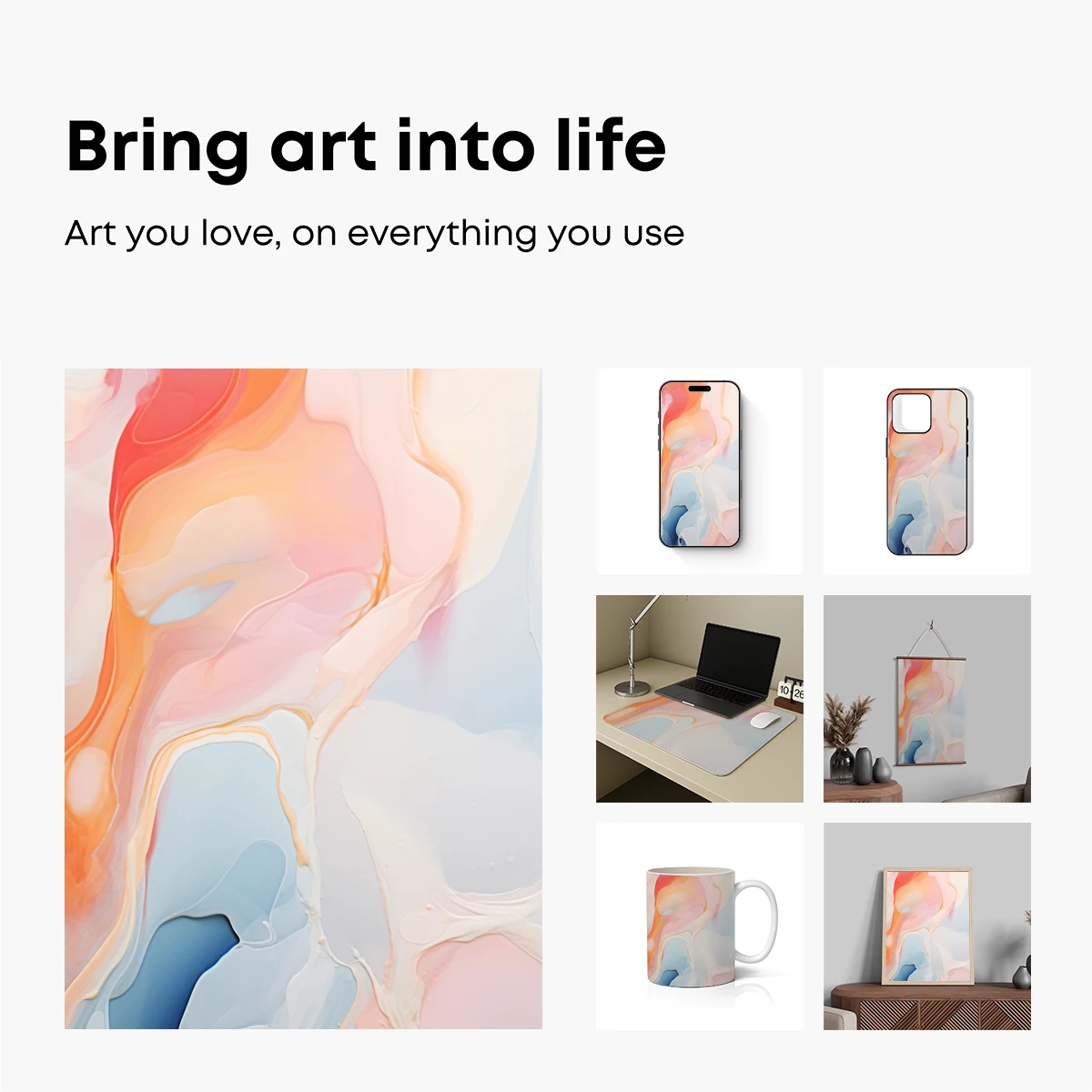 Fluid Dawn: Abstract Fusion of Pastel Hues - Image 2