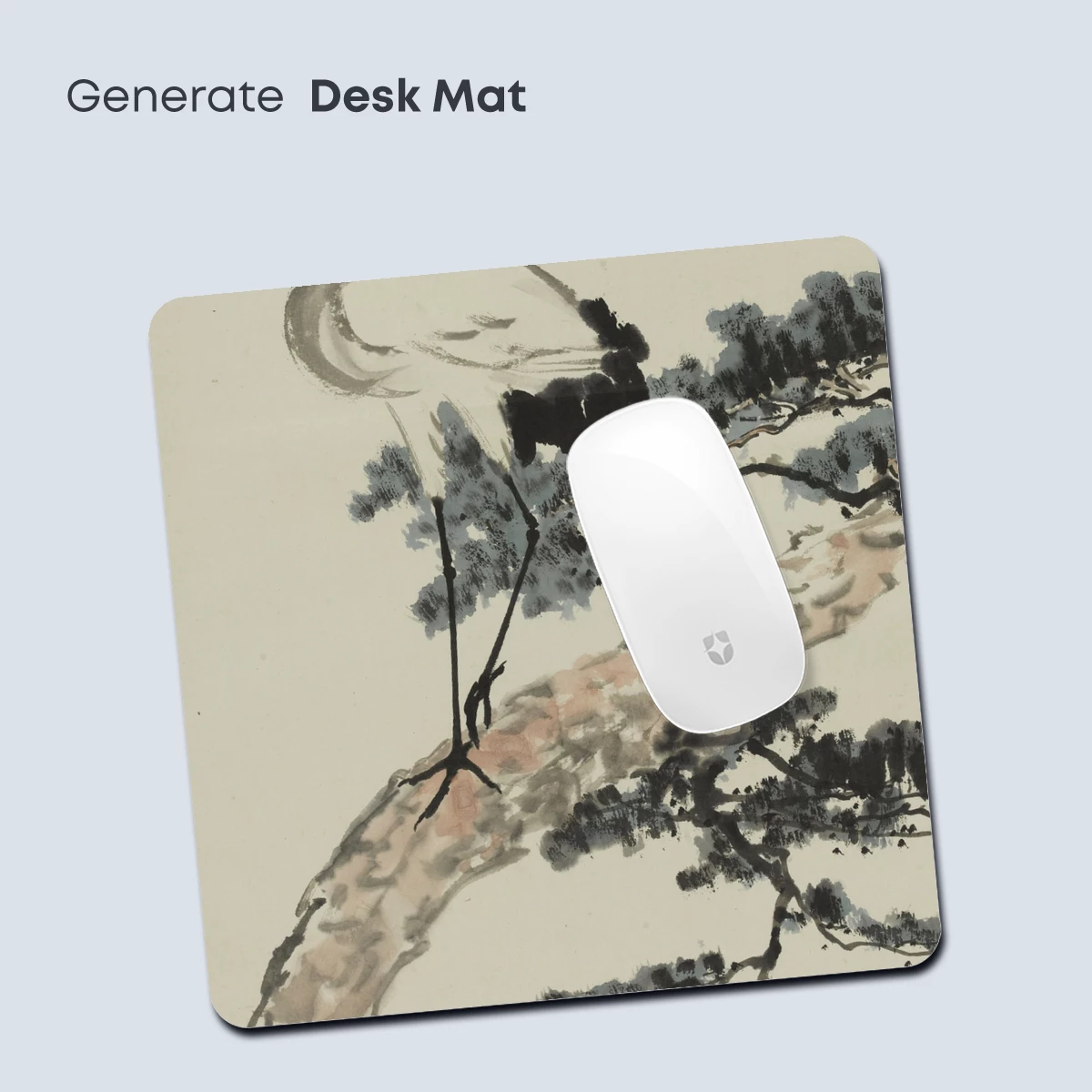 Elegant Crane Amidst Pine: Ink Art Harmony - Image 4