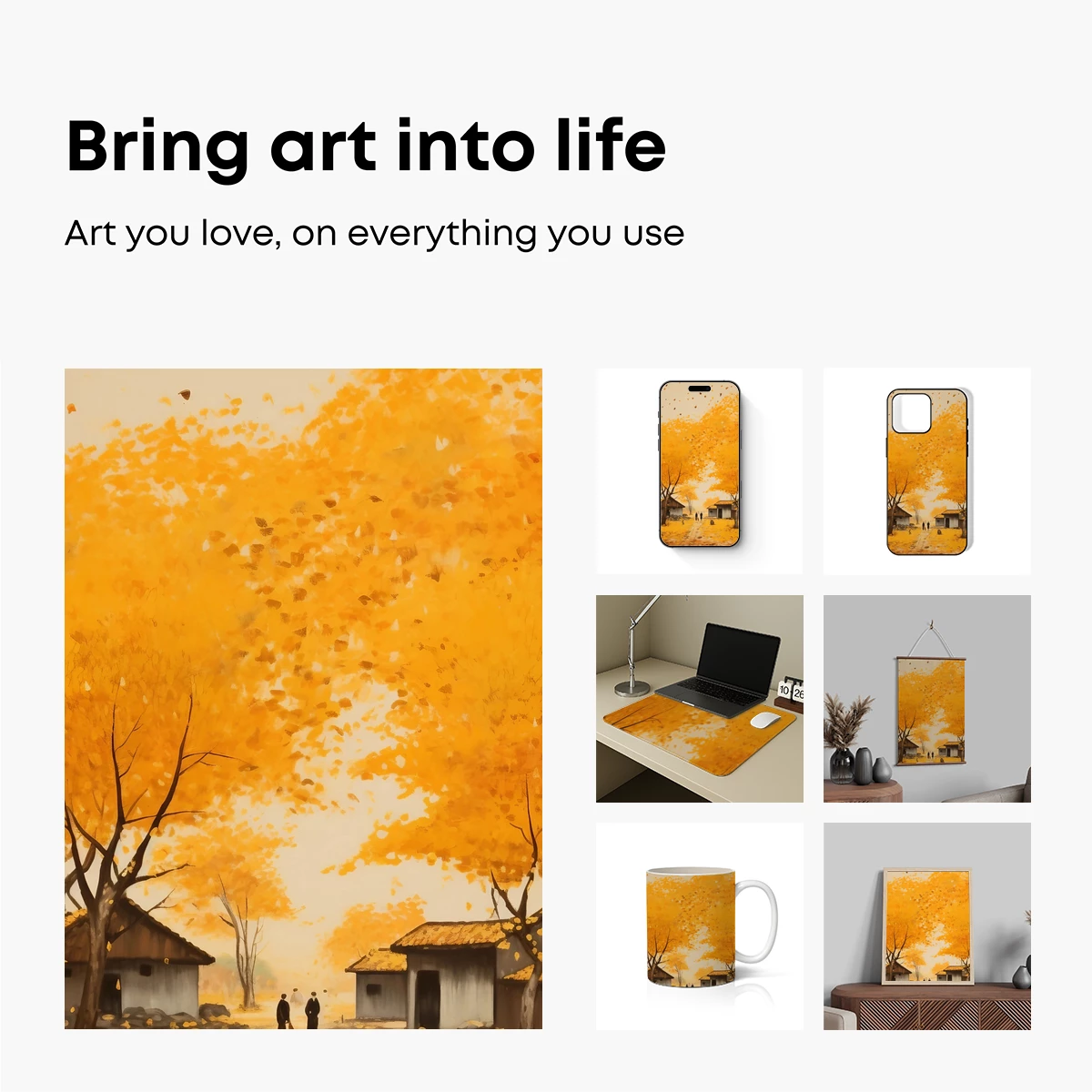 Autumn's Golden Embrace: A Village Symphony - Image 2