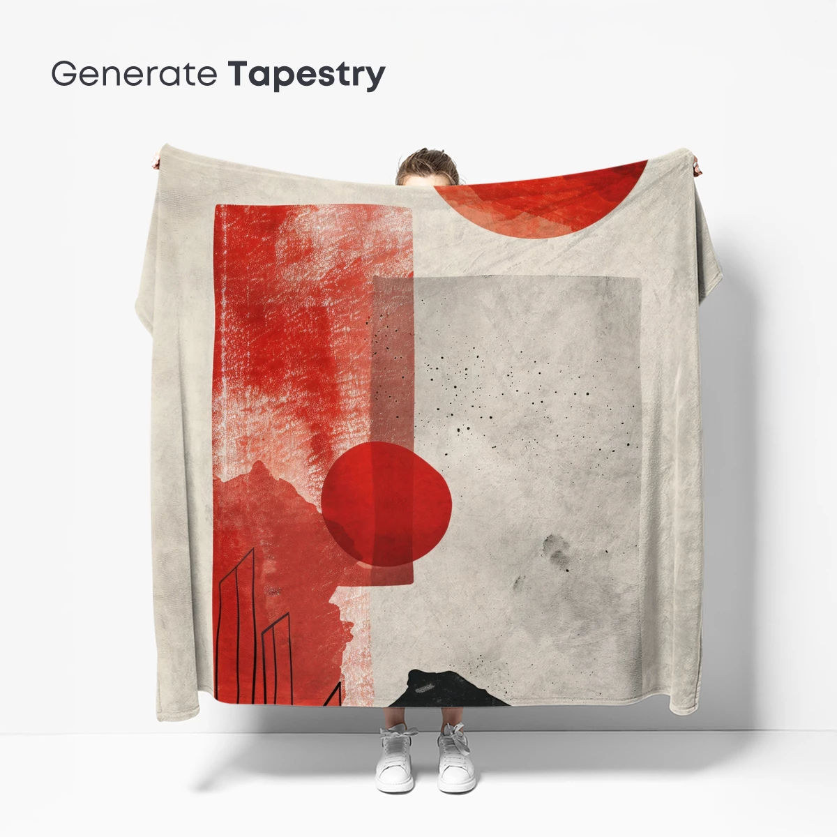 Abstract Red Solitude: Urban Landscape and Cosmic Spheres - Image 5