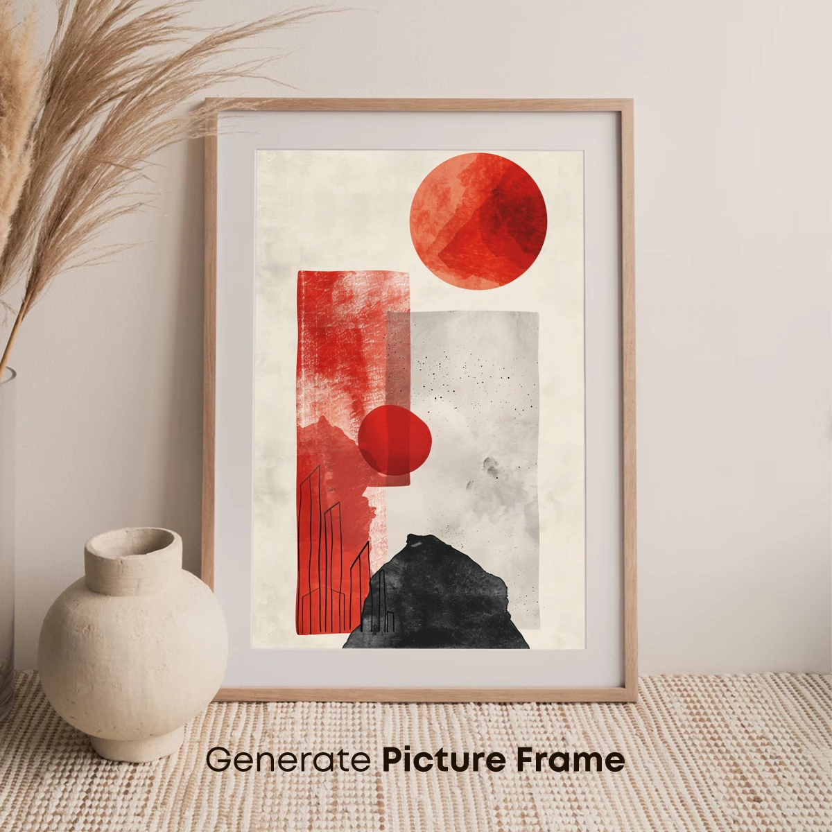 Abstract Red Solitude: Urban Landscape and Cosmic Spheres - Image 7