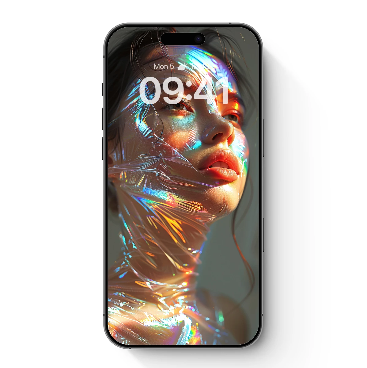 Iridescent Veil: Futuristic Portrait Art