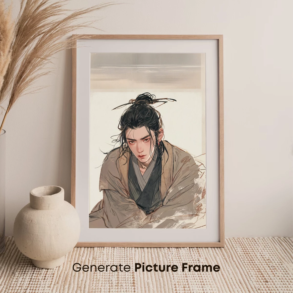 Elegant Scholar in Ancient Robes: A Brushstroke of Timeless Wisdom - Image 7