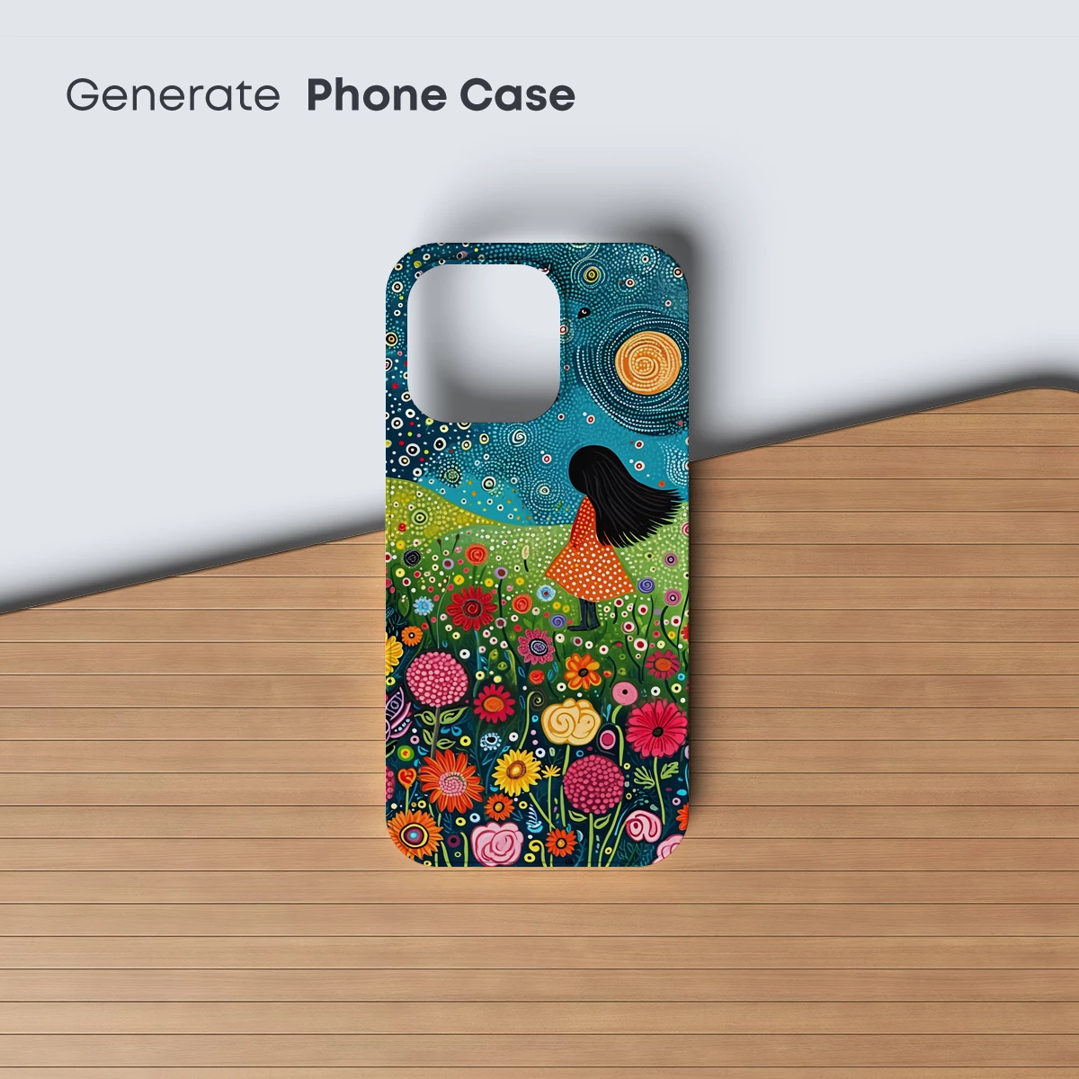 Dreamy Floral Odyssey: Girl and Bird in a Whimsical Garden - Image 3