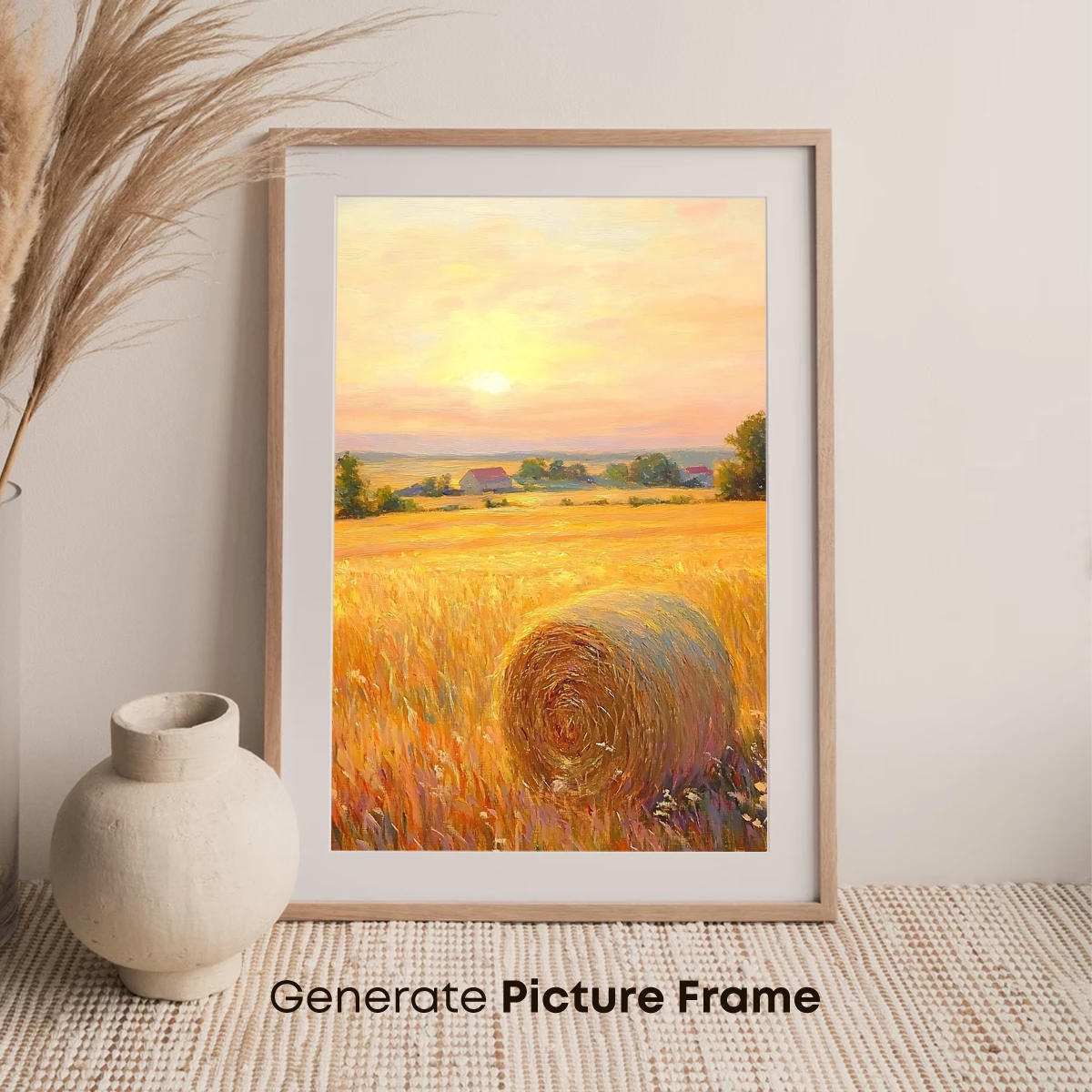 Golden Hay Bale at Sunset - Image 7