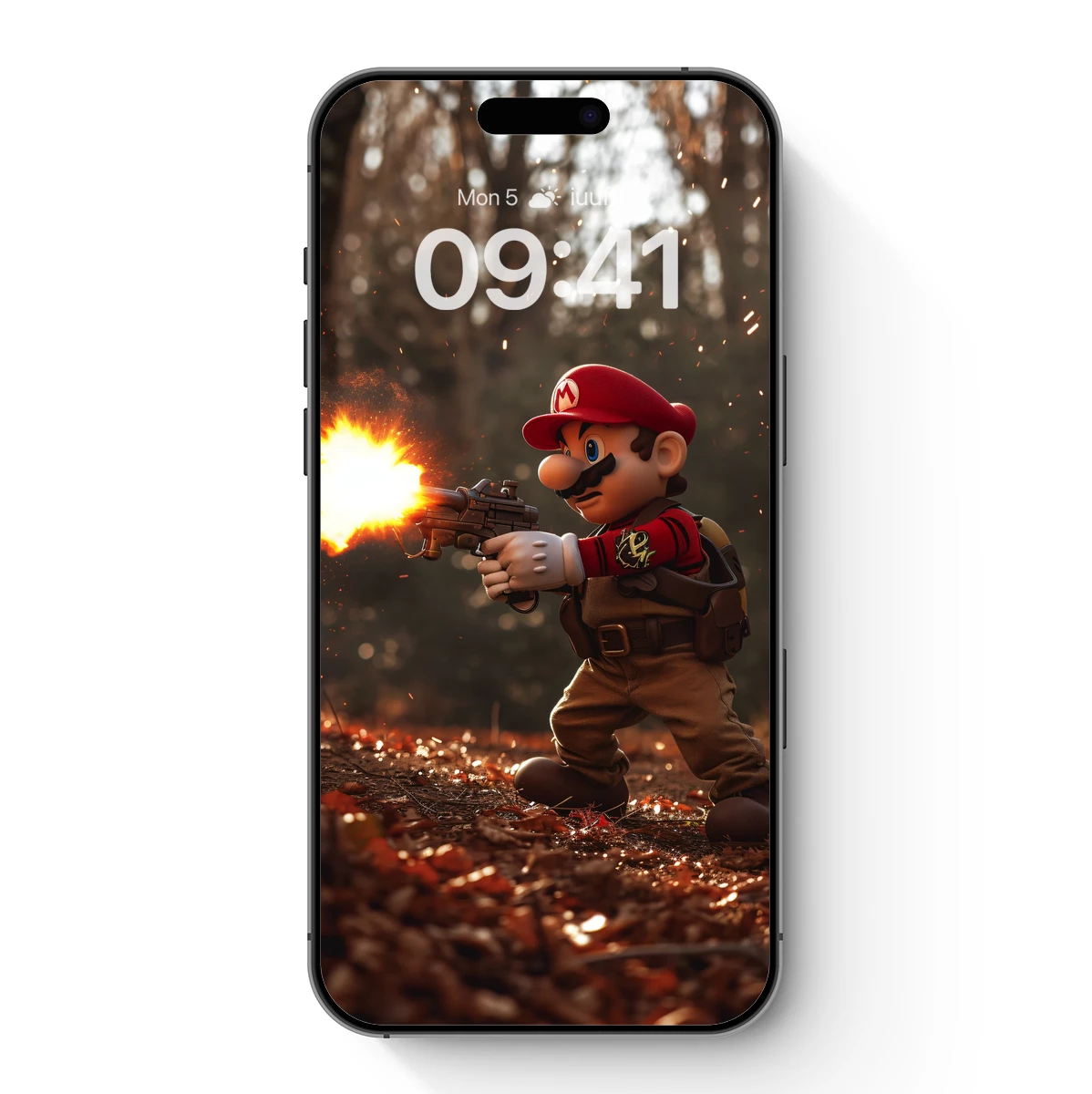 Mario's Forest Firefight: A Pixel-Art Action Scene