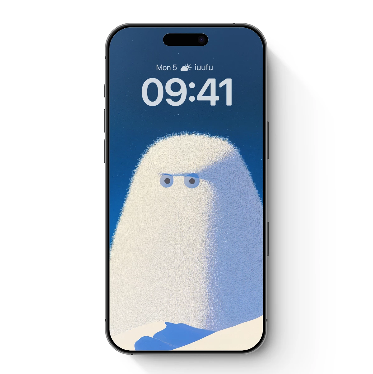 Fuzzy Ghost in Midnight Blue: Whimsical Minimalism