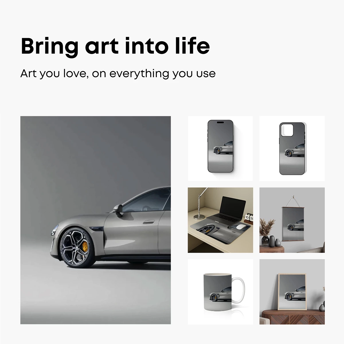 Elegant Silver Sports Car in Minimalist Studio - Image 2