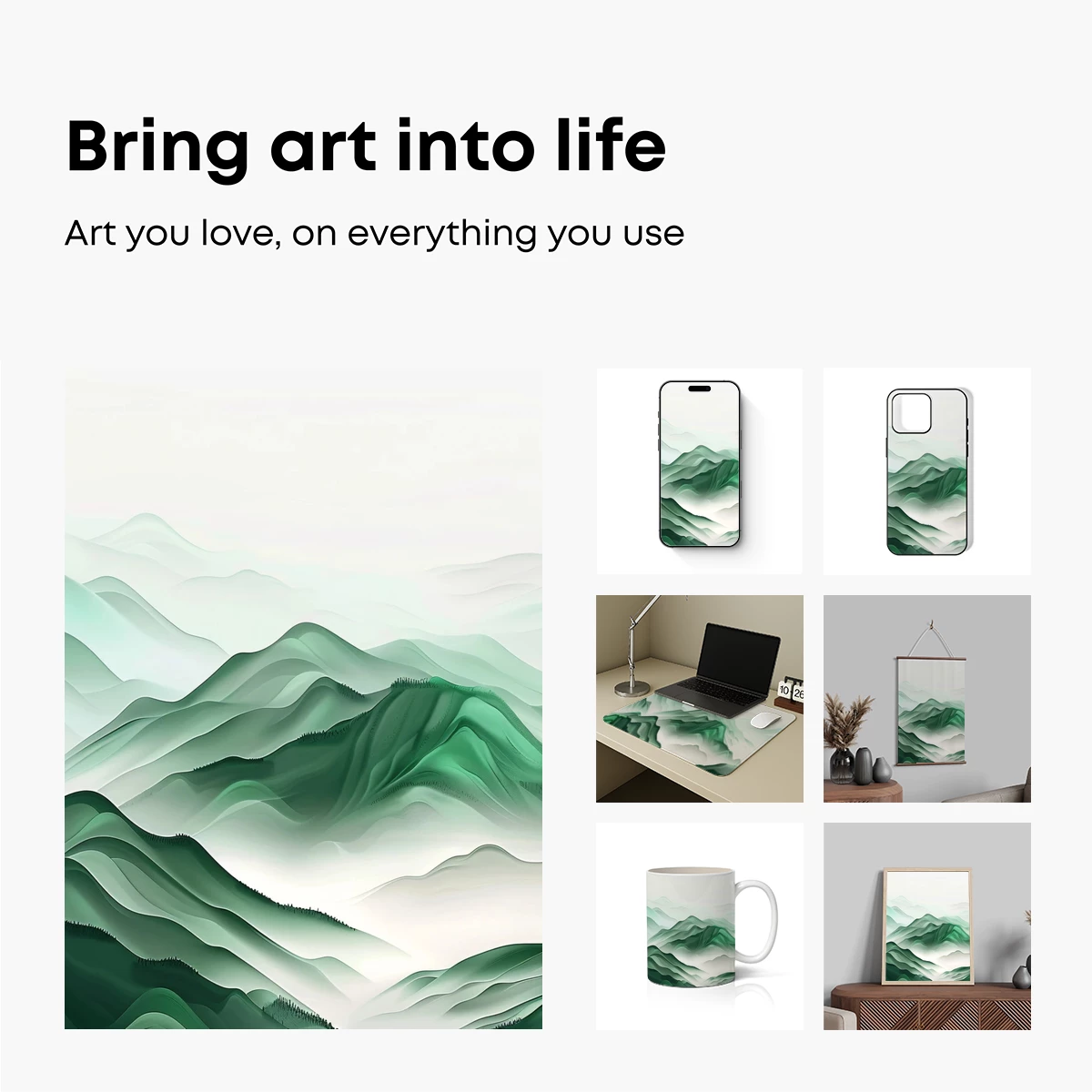 Ethereal Mountain Layers: A Gradient Green Odyssey - Image 2