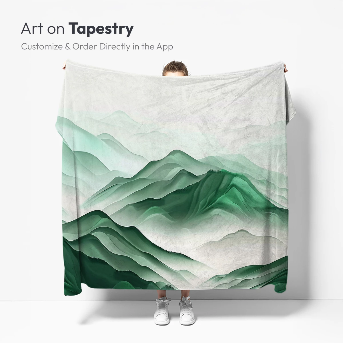 Ethereal Mountain Layers: A Gradient Green Odyssey - Image 5