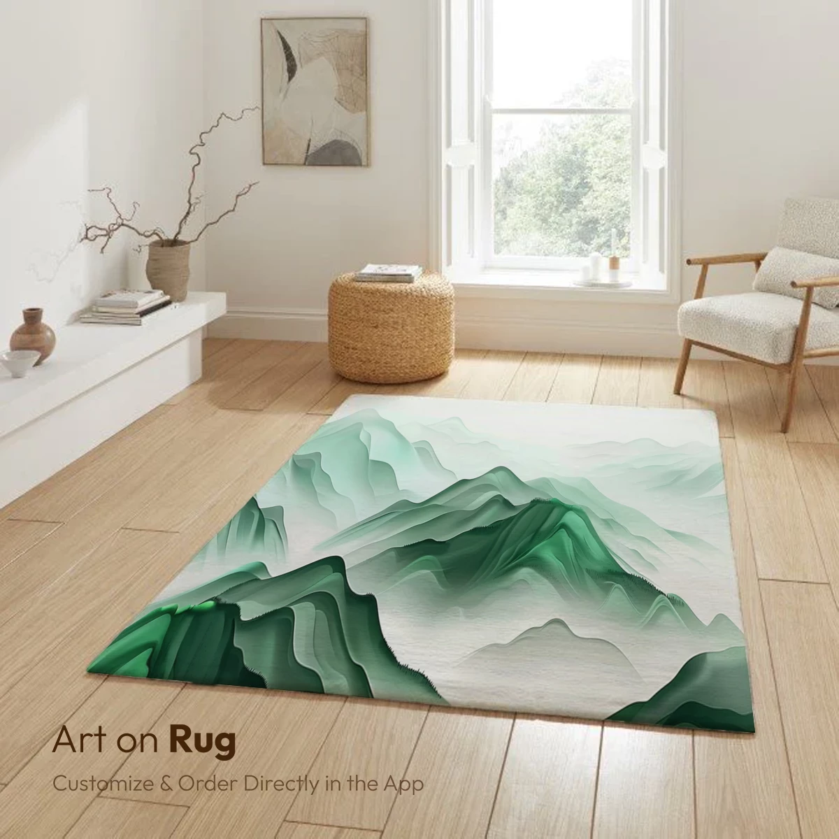 Ethereal Mountain Layers: A Gradient Green Odyssey - Image 6
