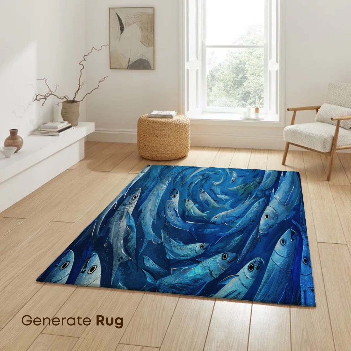 Blue Abyss: Swirling Fish in Oceanic Harmony - Image 6