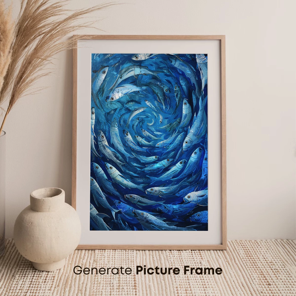 Blue Abyss: Swirling Fish in Oceanic Harmony - Image 7