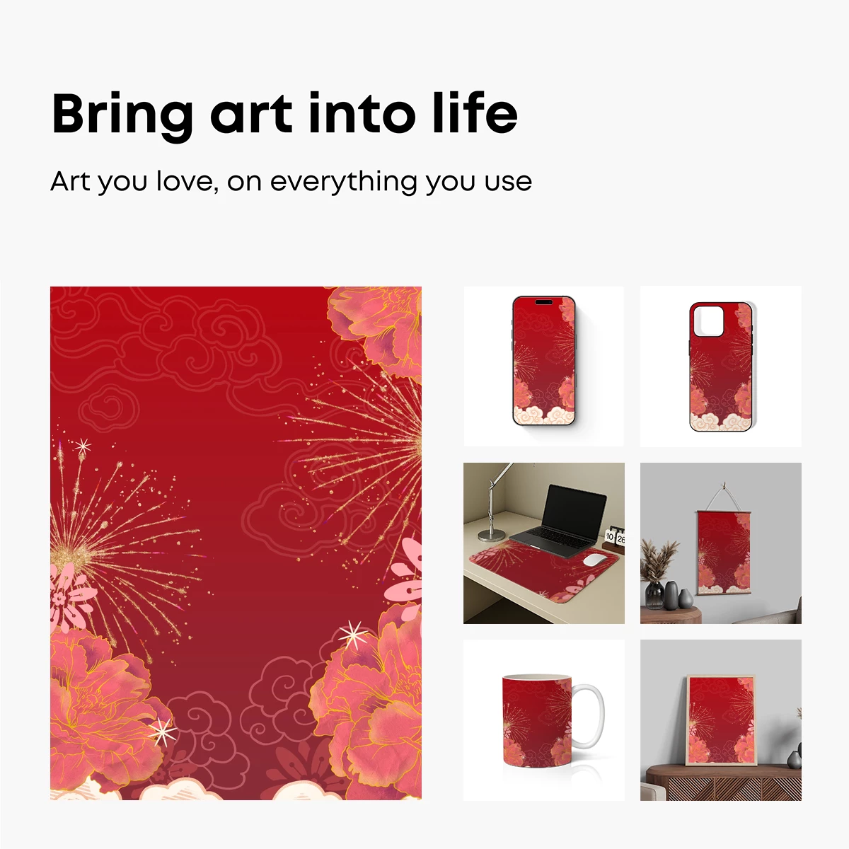 Blossom Fireworks: Festive Red Elegance