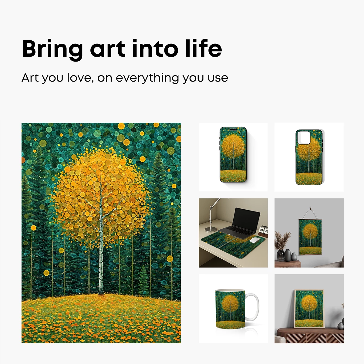 Golden Circle Tree: A Forest Symphony in Dots - Image 2