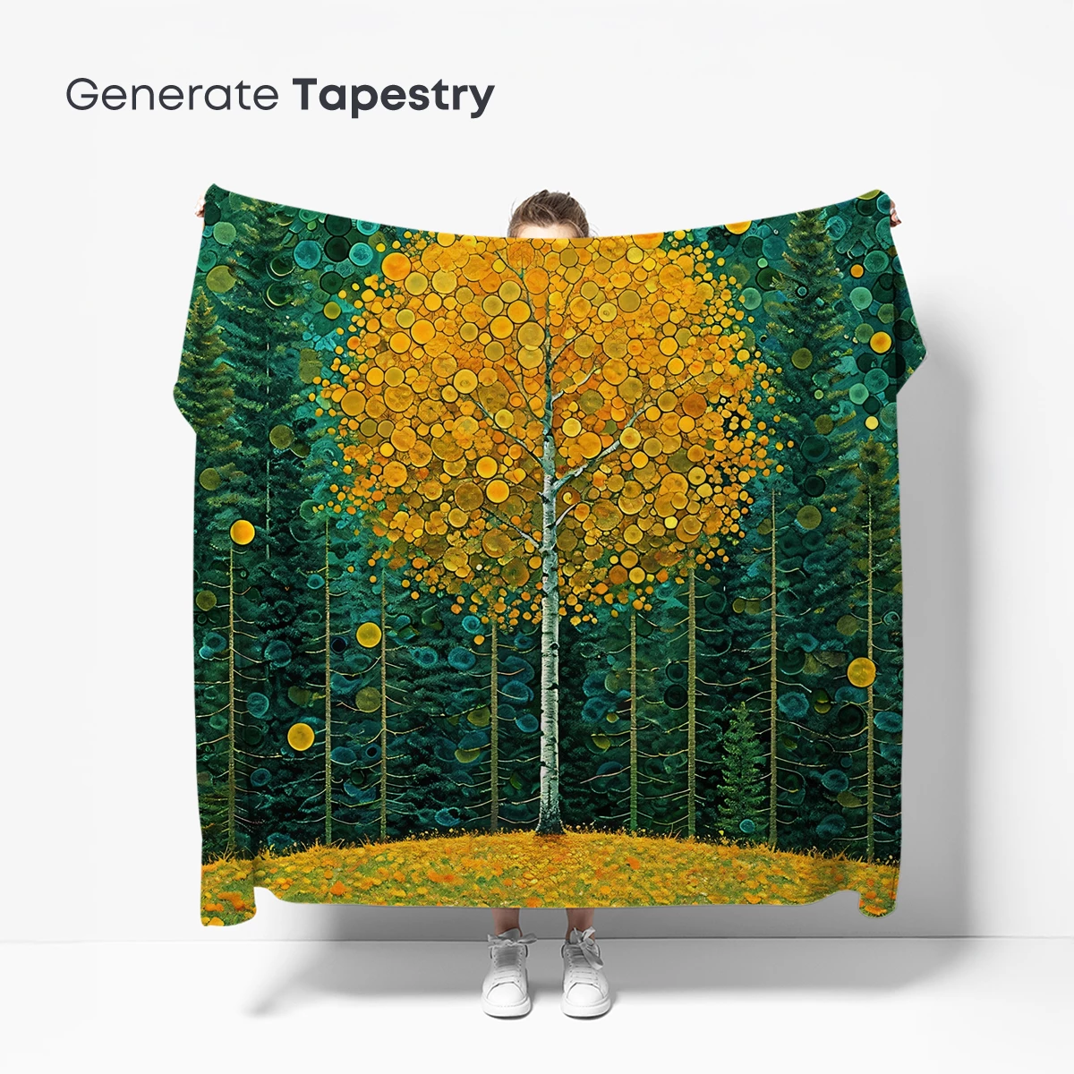 Golden Circle Tree: A Forest Symphony in Dots - Image 5