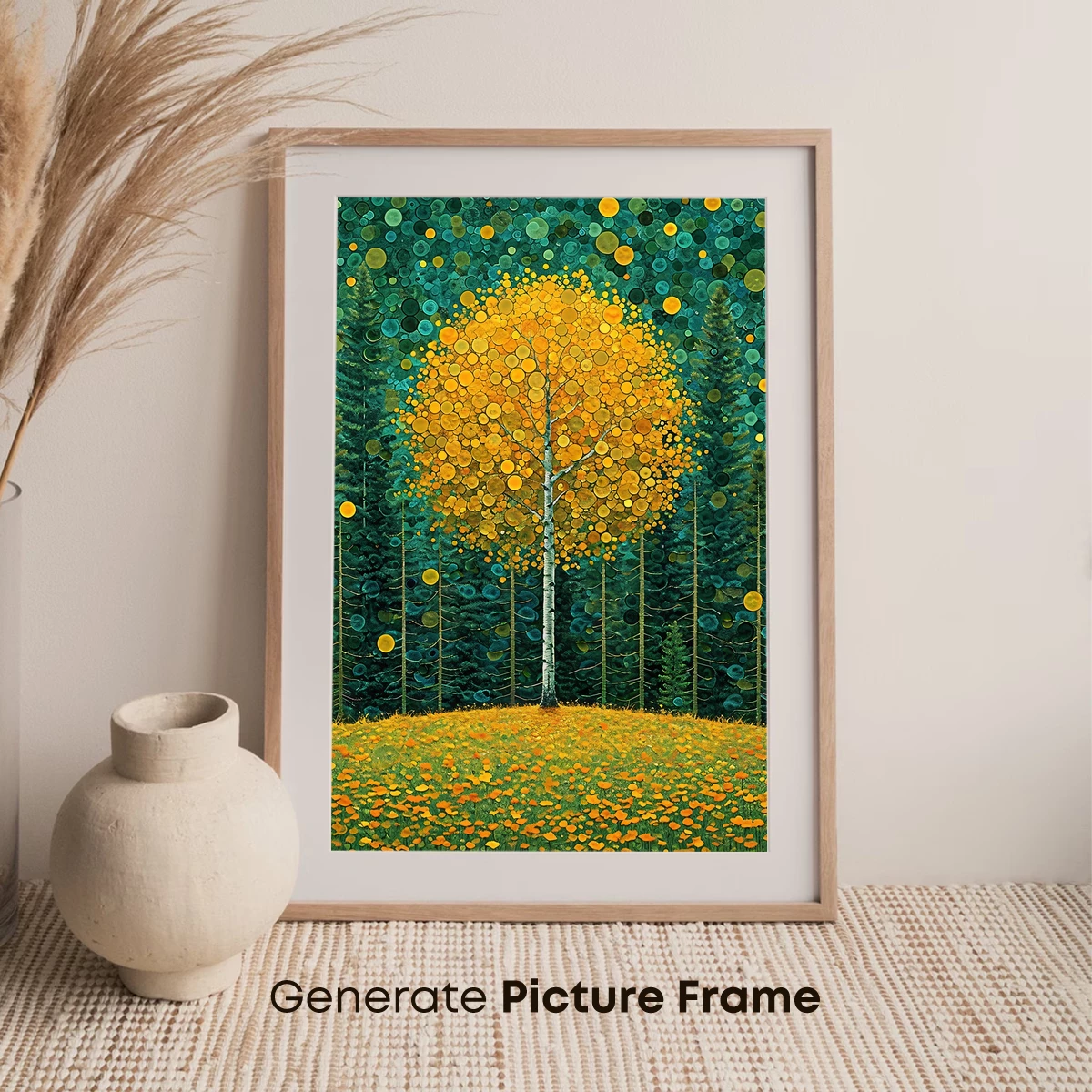Golden Circle Tree: A Forest Symphony in Dots - Image 7