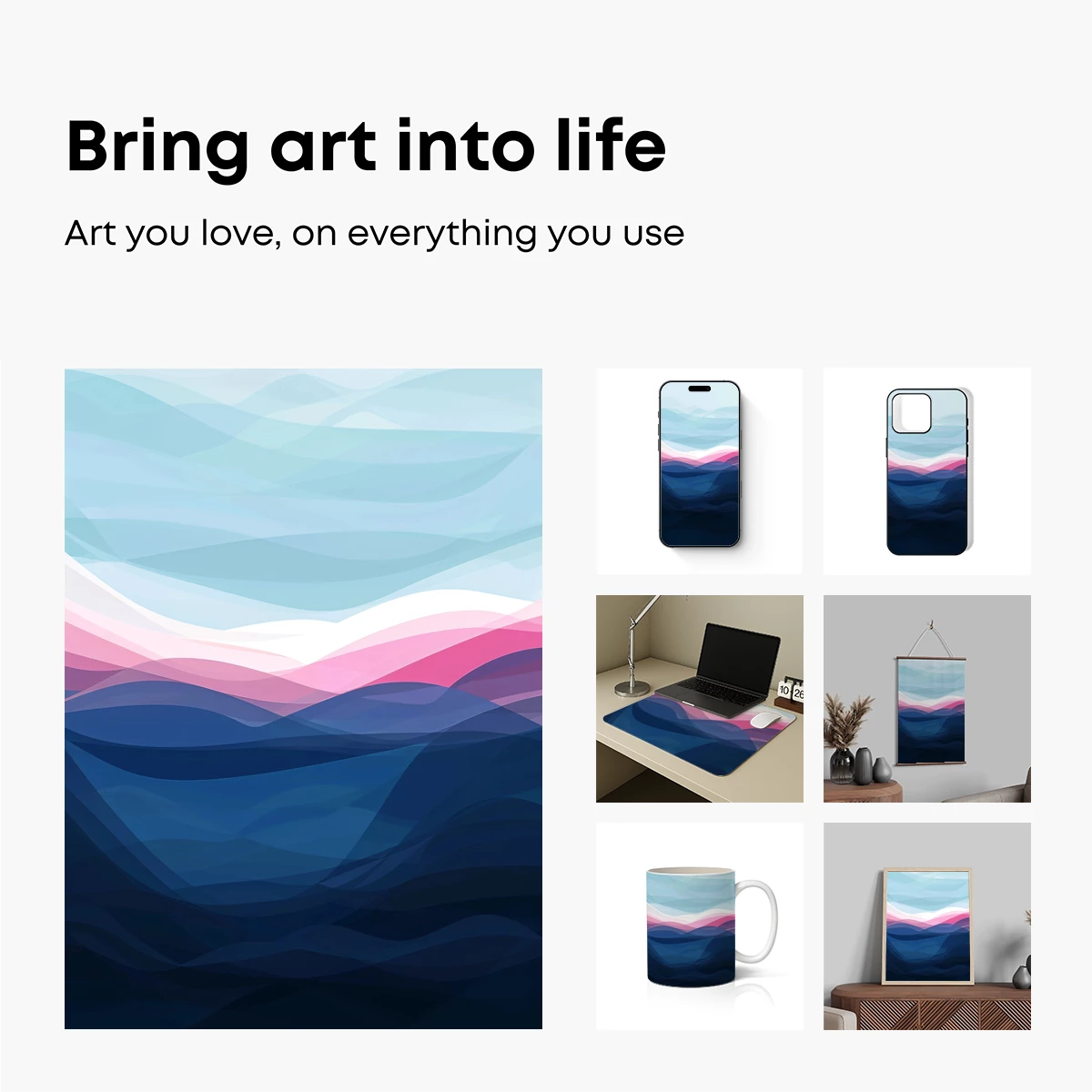 Abstract Mountain Symphony in Pastel Waves - Image 2