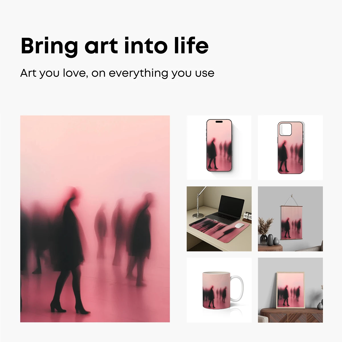 Blurred Figures in Crimson Haze