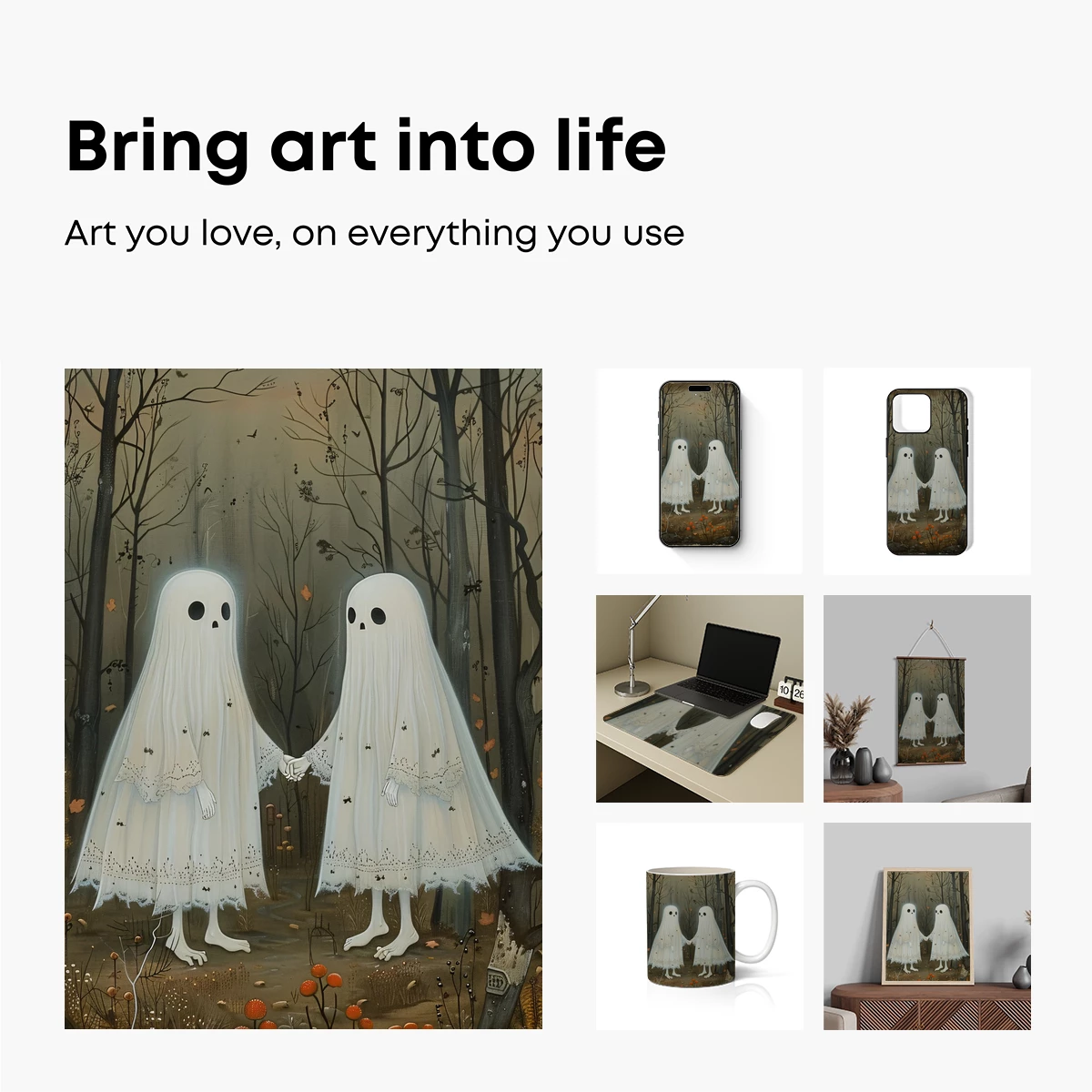 Ethereal Forest Spirits: Lace Ghosts in Moonlight - Image 2