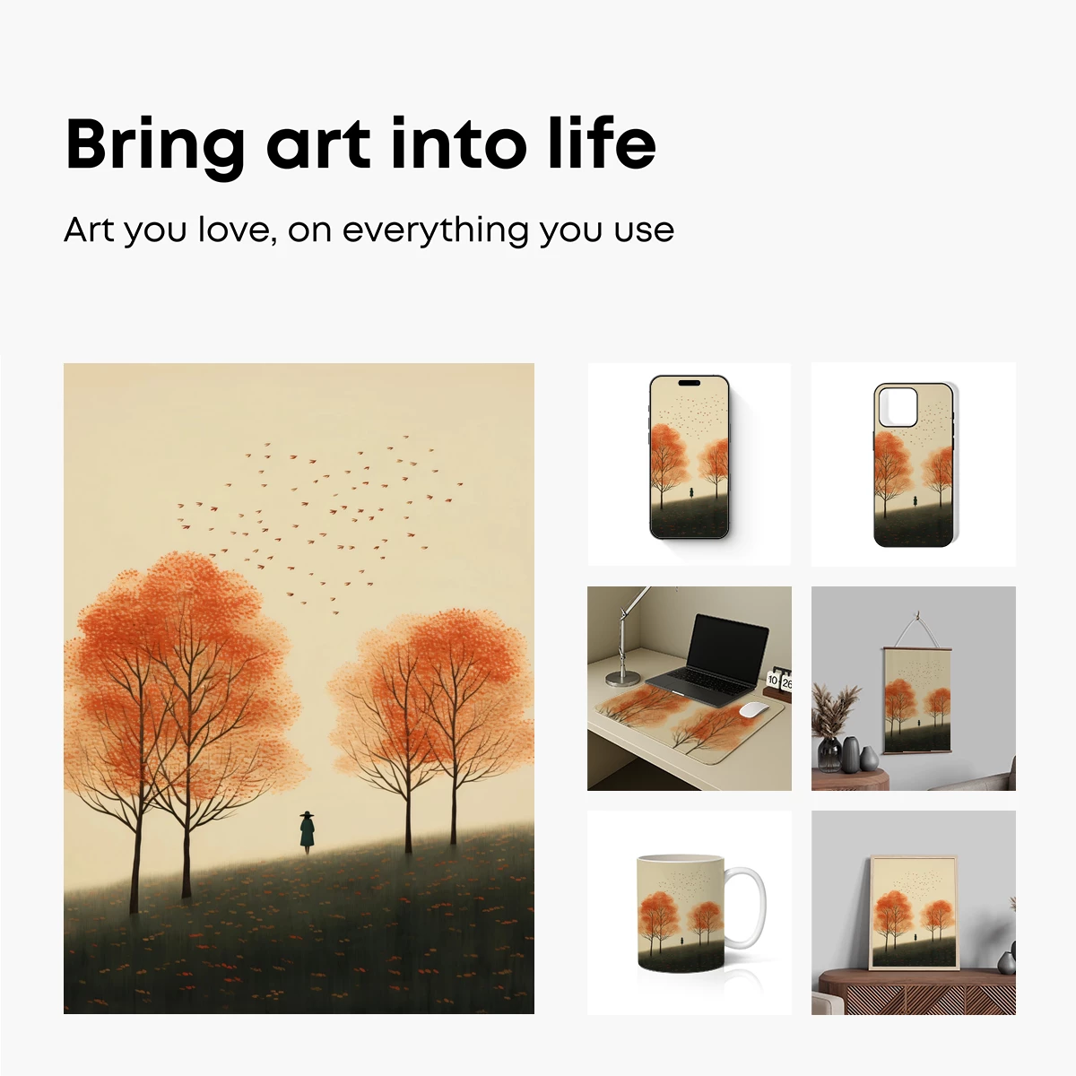 Autumn Solitude: A Lone Figure Amidst Crimson Trees - Image 2