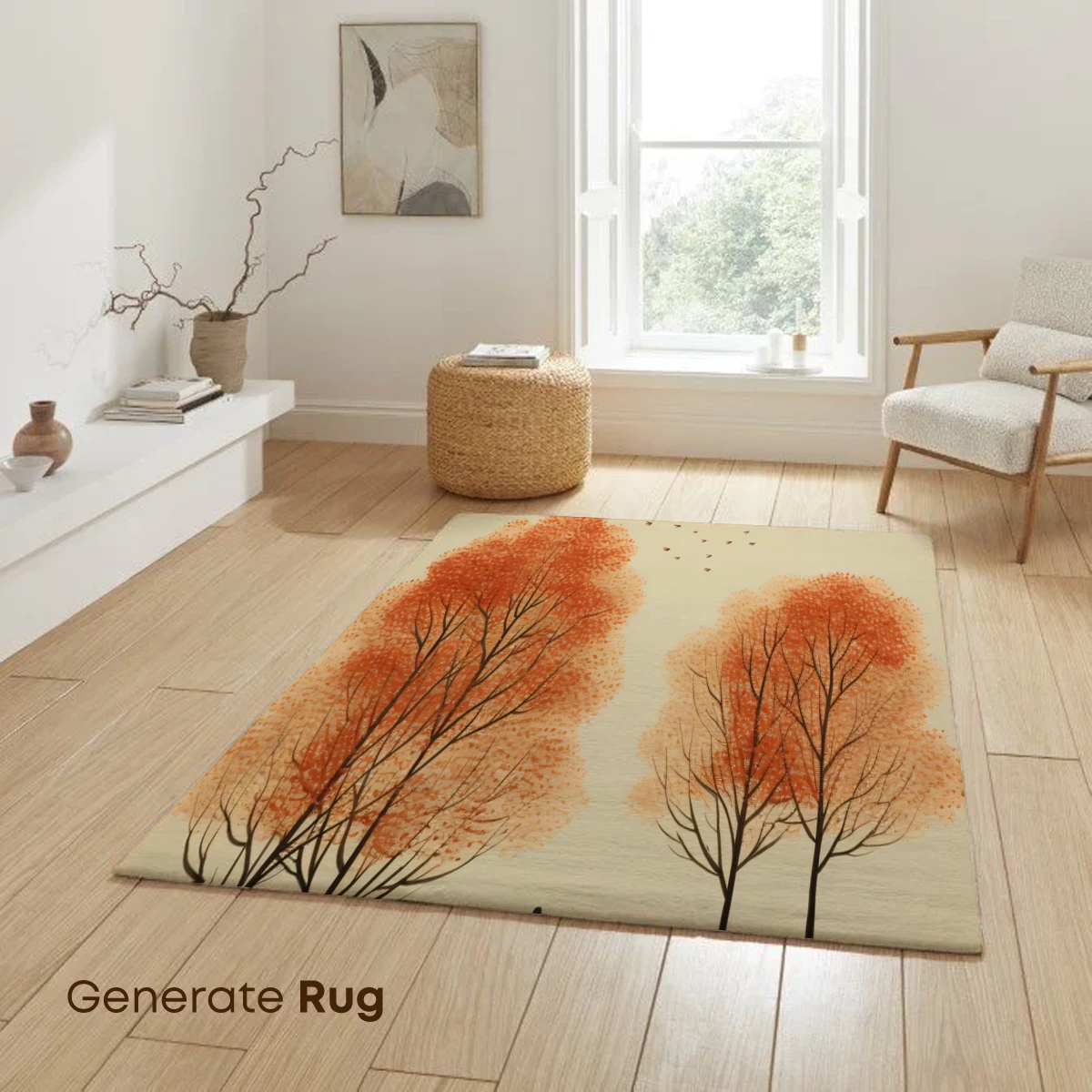 Autumn Solitude: A Lone Figure Amidst Crimson Trees - Image 6