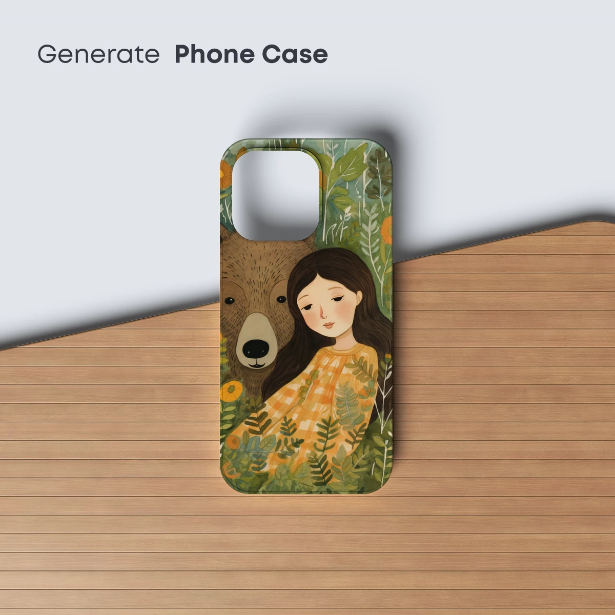 Harmony in the Wild: Girl and Bear Amidst Lush Forest - Image 3