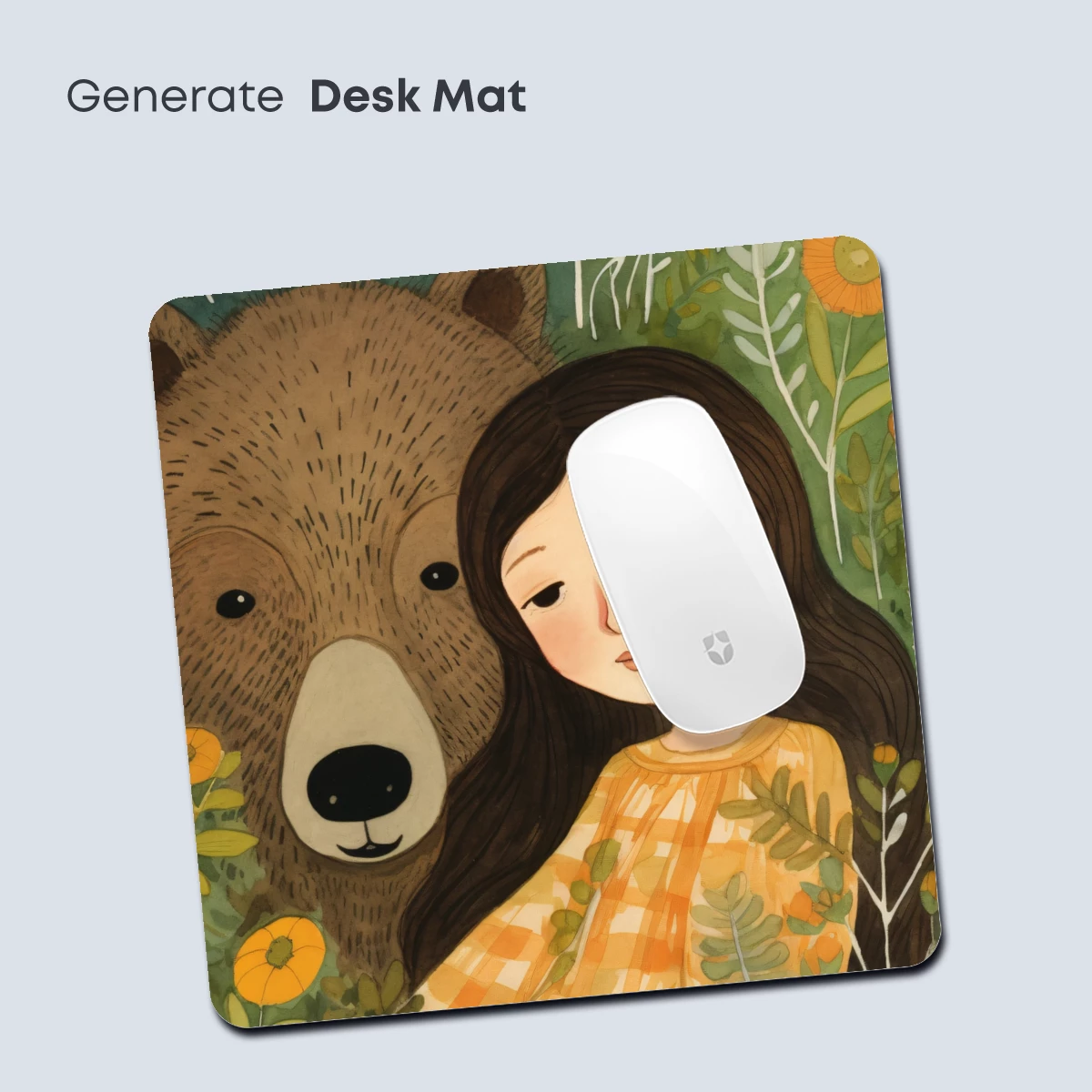 Harmony in the Wild: Girl and Bear Amidst Lush Forest - Image 4