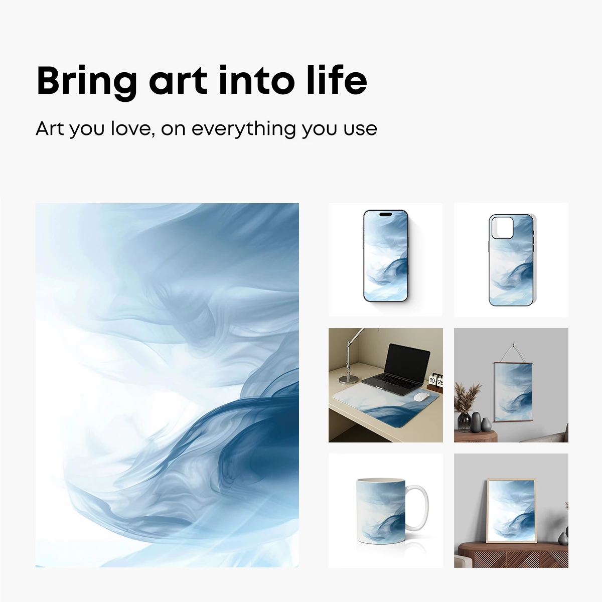 Ethereal Smoke Dance: Abstract Fluidity in Blue Hues - Image 2