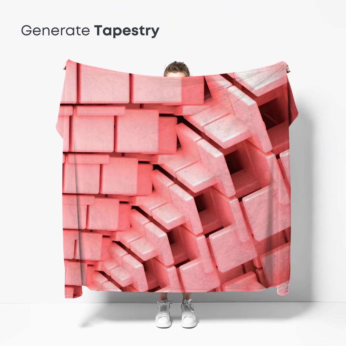 Cubist Coral Dream: Geometric Harmony in Pink - Image 5