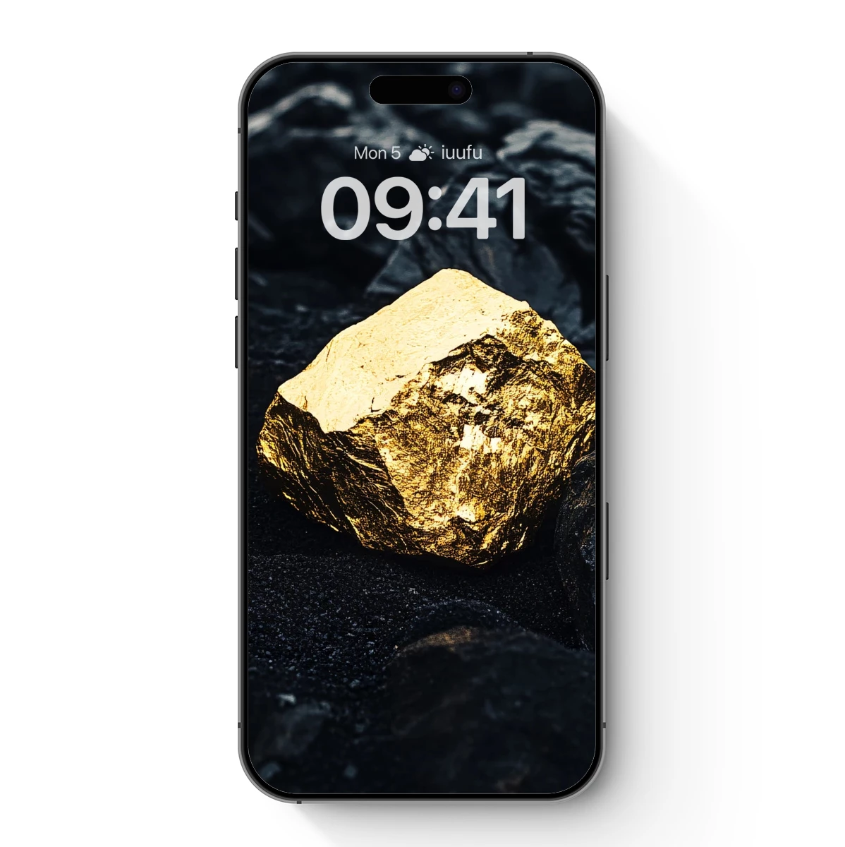 Golden Nugget Amidst Dark Rocks
