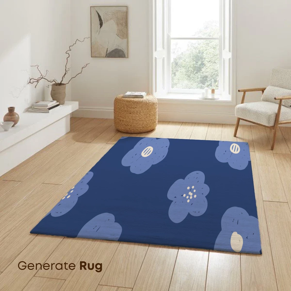 Blue Floral Whispers: Minimalist Bloom Artistry - Image 6