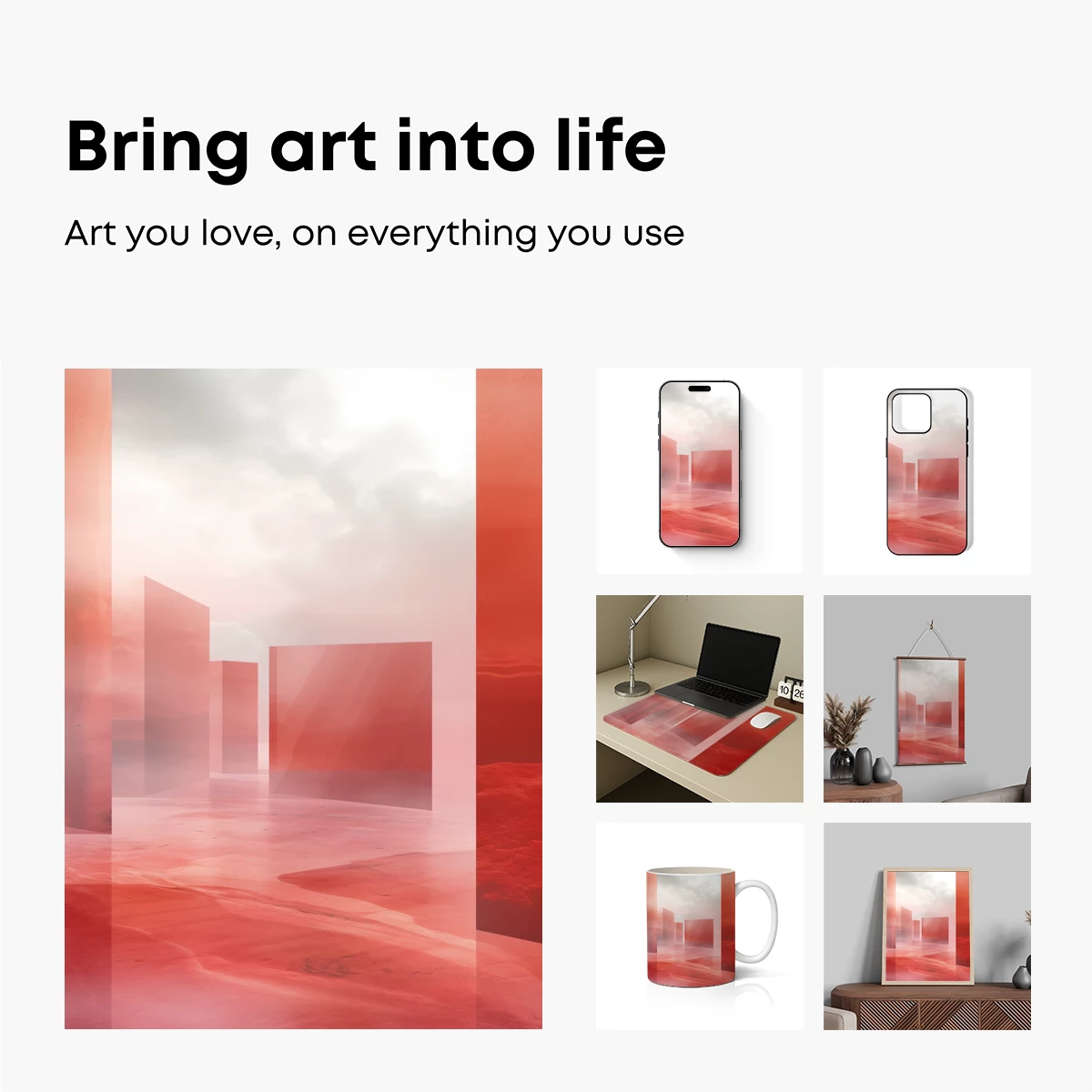 Crimson Mirage: Abstract Geometry in a Hazy Desert - Image 2