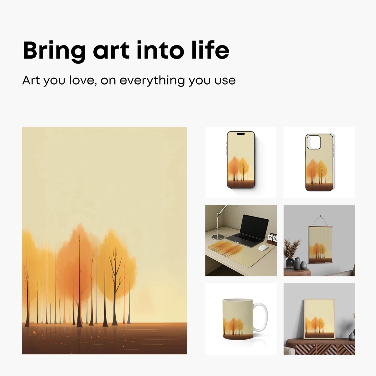 Autumn Haze: Ethereal Forest Silhouettes - Image 2