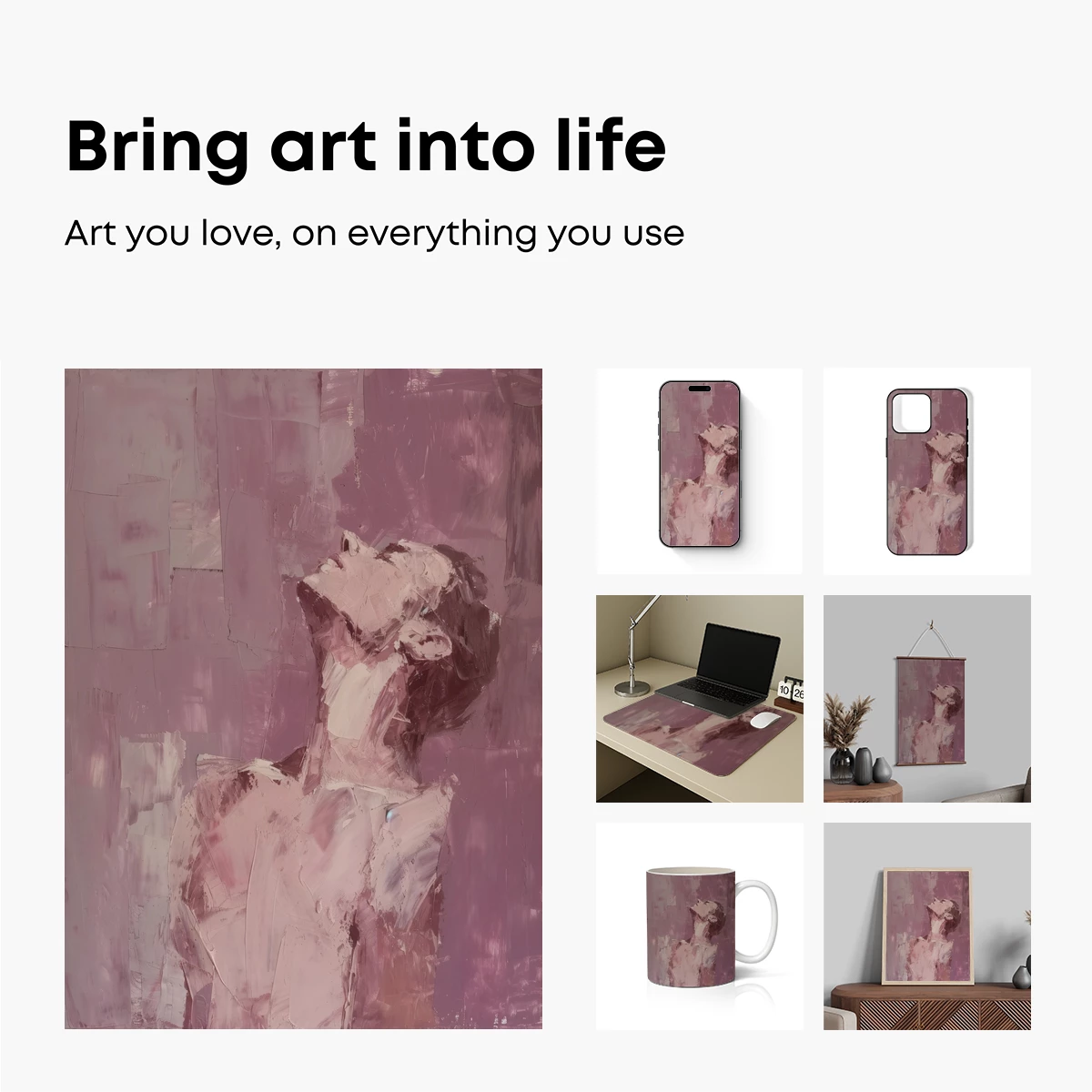Abstract Elegance: Brushstroke Portrait in Mauve - Image 2