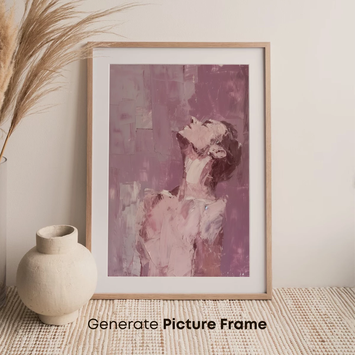 Abstract Elegance: Brushstroke Portrait in Mauve - Image 7