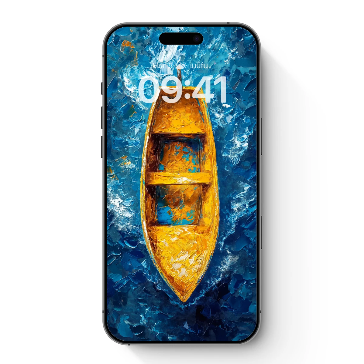 Golden Boat on Turquoise Waves Golden Boat on Turquoise Waves