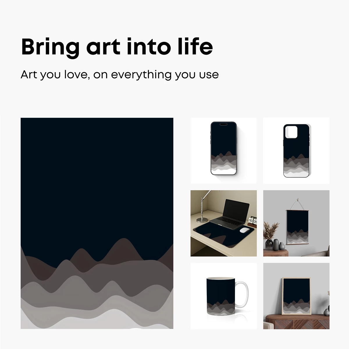 Abstract Mountain Layers: Nightfall Serenity - Image 2