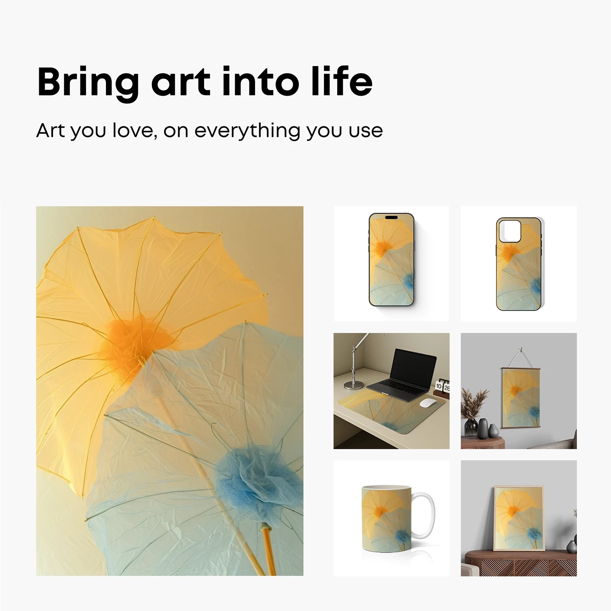 Ethereal Parasol Duo: Yellow and Blue Transparency - Image 2