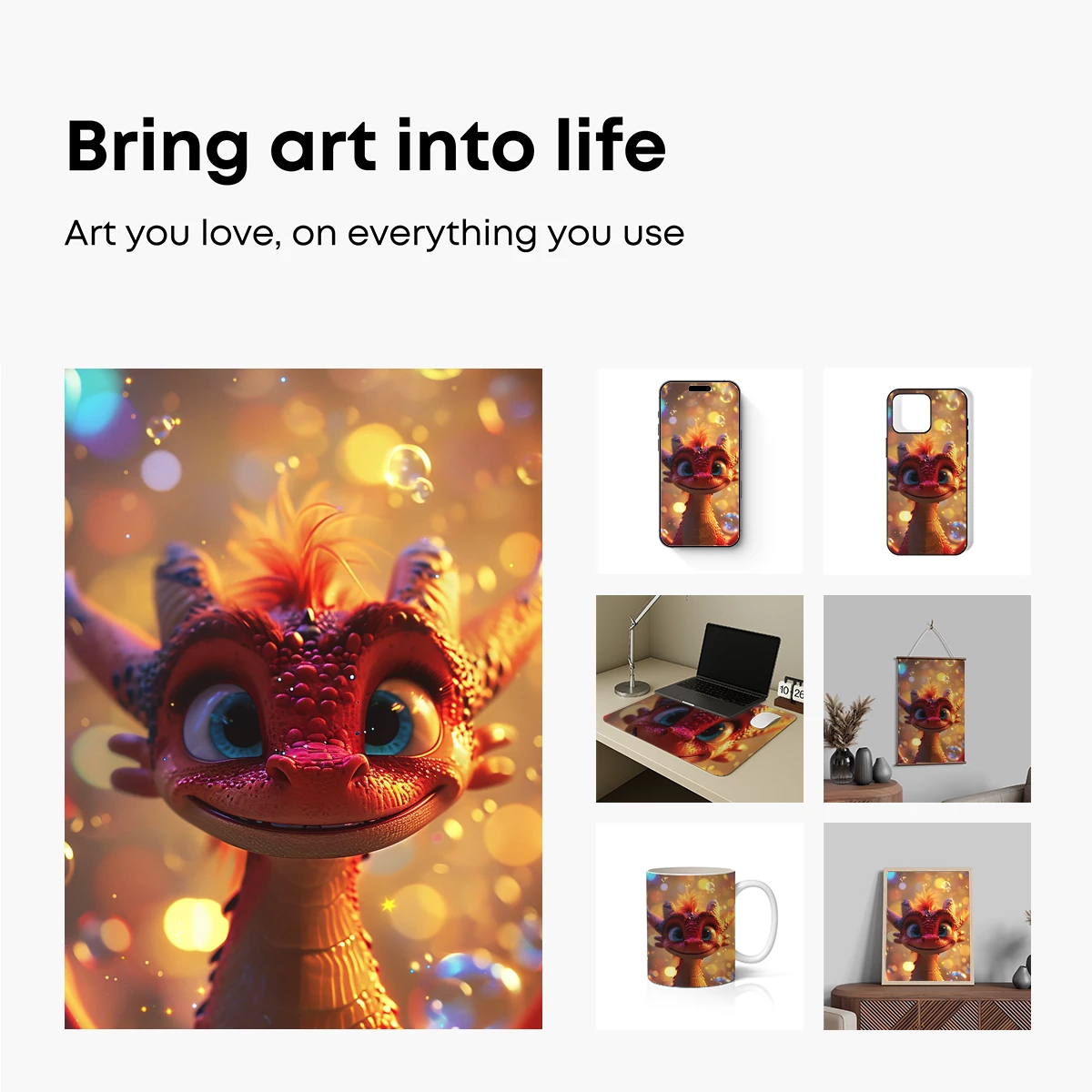Dragon's Dreamy Bokeh: Whimsical Fantasy Art - Image 2