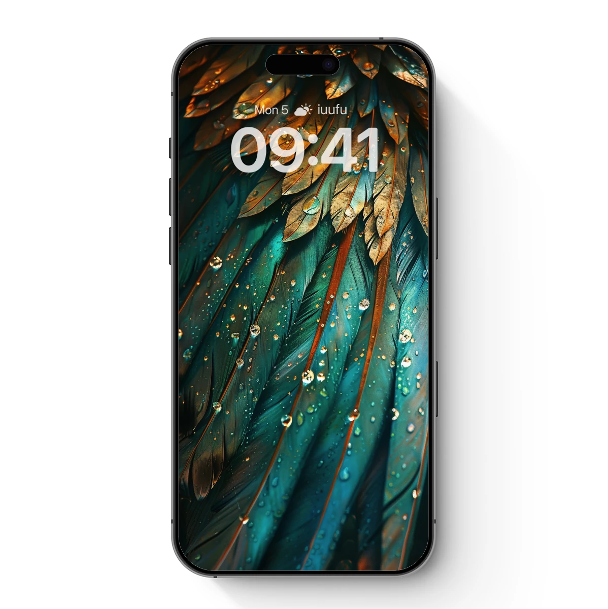 Iridescent Feathers with Dew Drops: Nature's Artistry