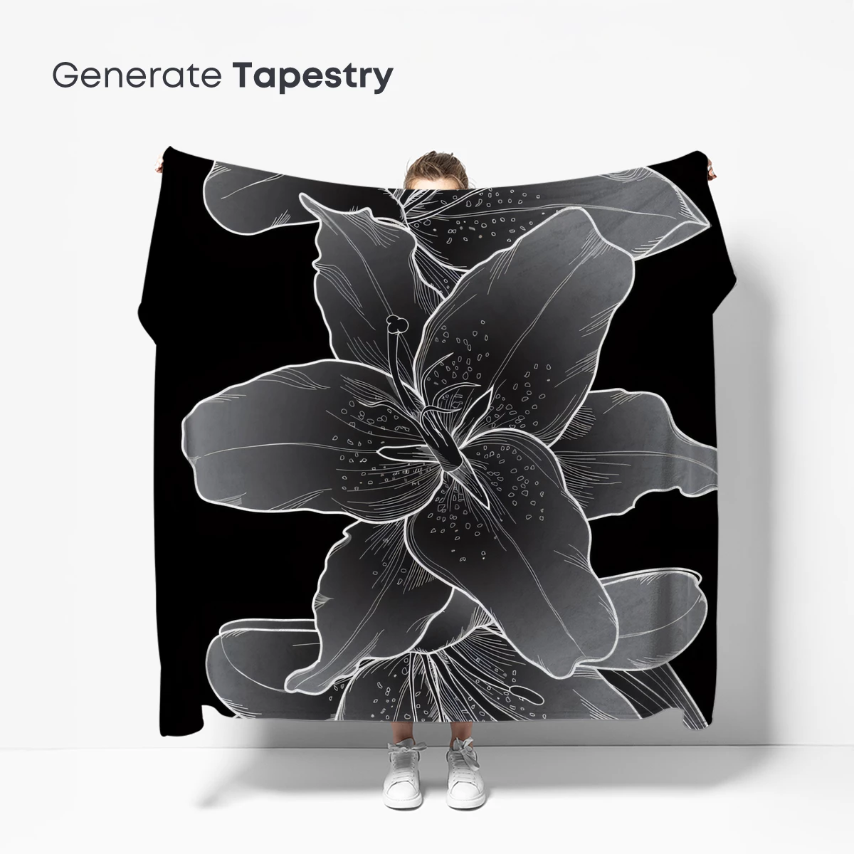 Elegant Silver Lilies: Monochromatic Floral Art - Image 5