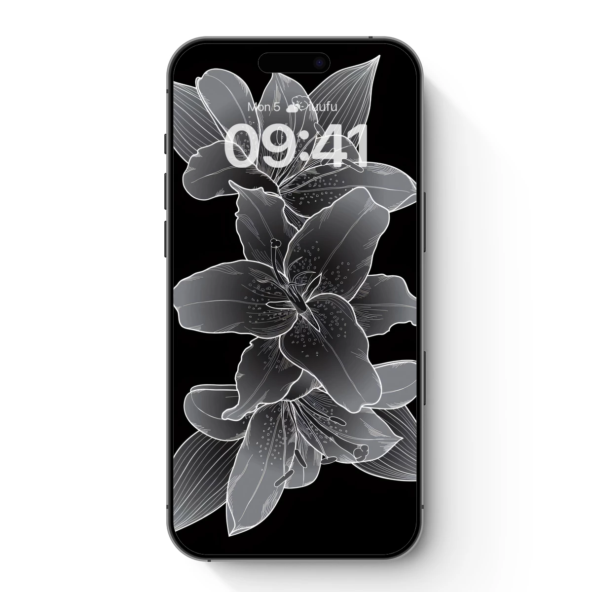 Elegant Silver Lilies: Monochromatic Floral Art