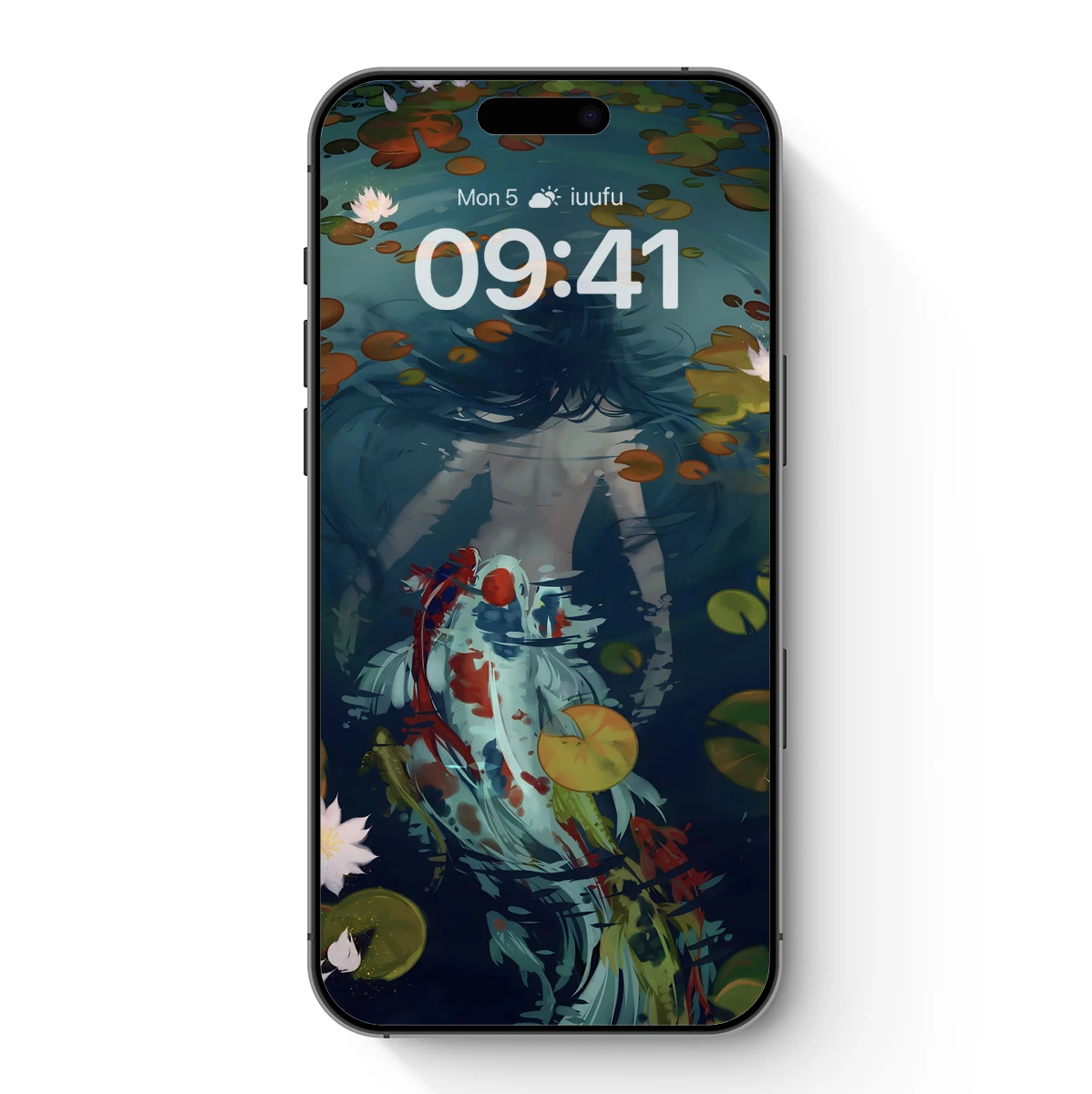 Koi Embrace in Lotus Pond