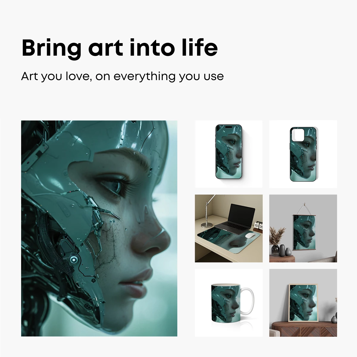 Cybernetic Elegance: Futuristic Humanoid Profile - Image 2