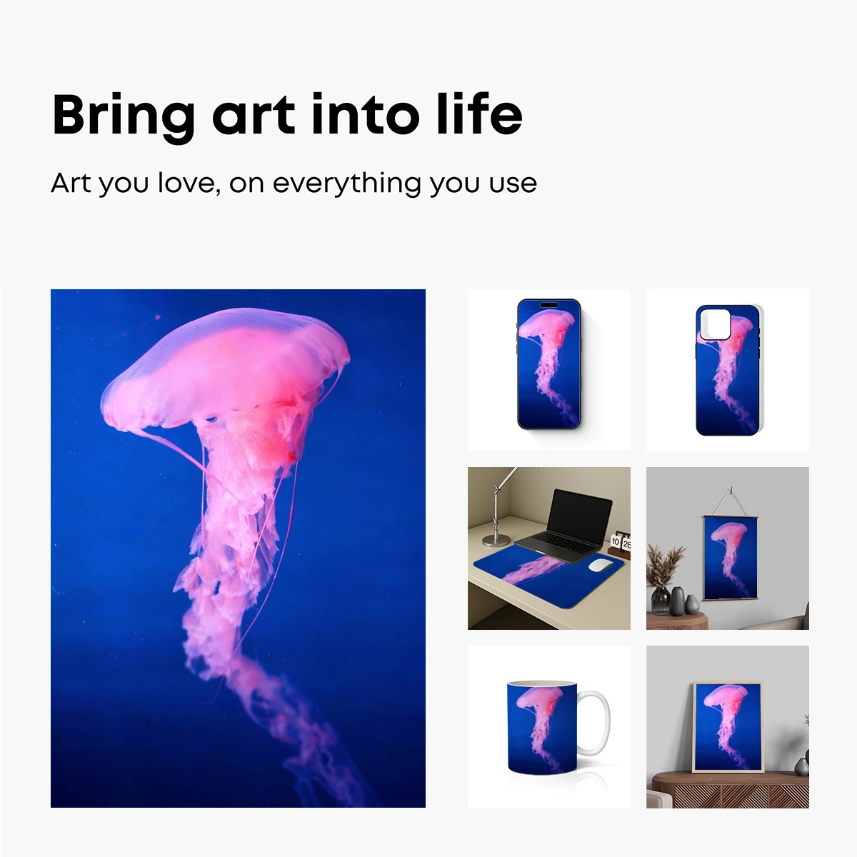 Ethereal Pink Jellyfish in Deep Blue Depths - Image 2