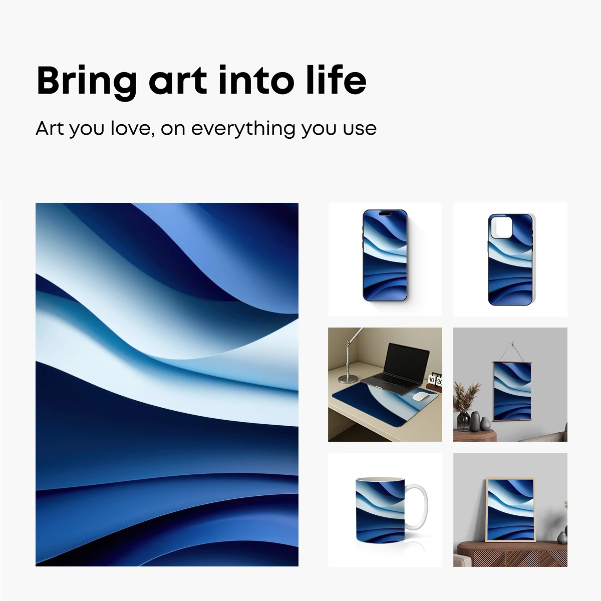 Elegant Blue Waves: A Digital Abstract Symphony - Image 2